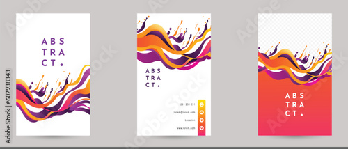 abstract colorful wavy fluid paint ink splash  line business card brochure flyer cover template for creative agency. vector illustration drawing