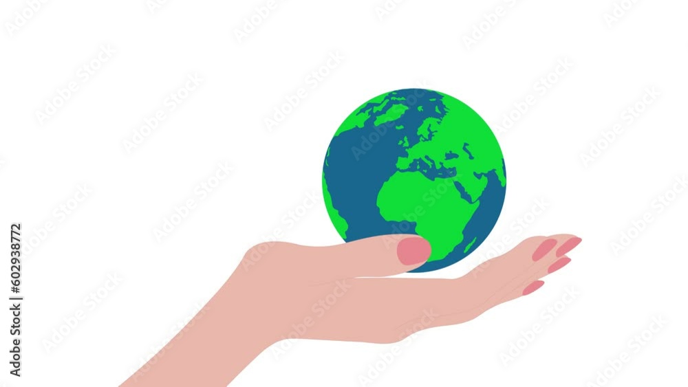 simple video animation hand with planet Earth simple video animation hand with planet Earth