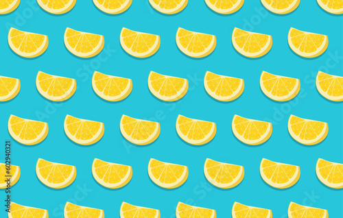 Slices of yellow lemon. Summer bright tropical fruit seamless pattern.
