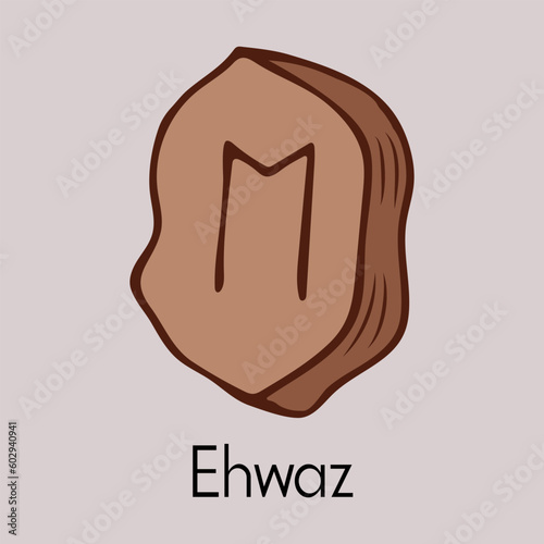 Rune Ehwaz.Ancient Scandinavian runes.Runes senior futarka.Magic, ceremonies, religious symbols.Predictions and amulets.