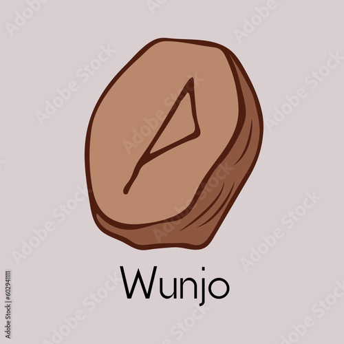 Rune Wunjo.Ancient Scandinavian runes senior futarka. Magic, ceremonies, religious symbols. Predictions and amulets