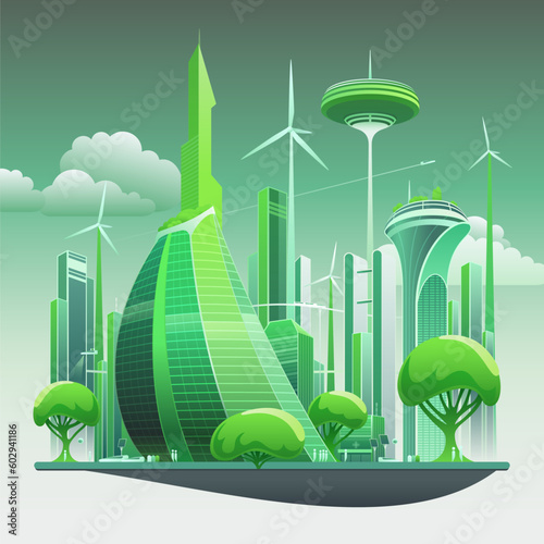 Vector Illustration of a Futuristic City