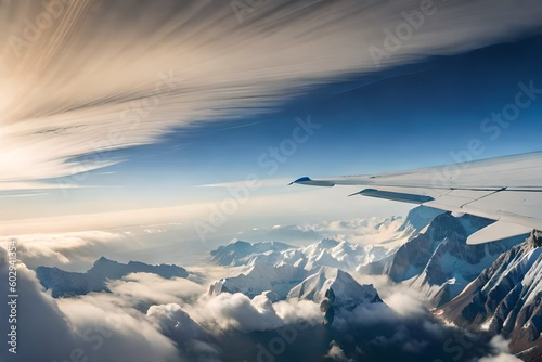 Photo hyperrealistic of Closeup cloud looks from the plane window. Cinematic lighting, and insane detailing.