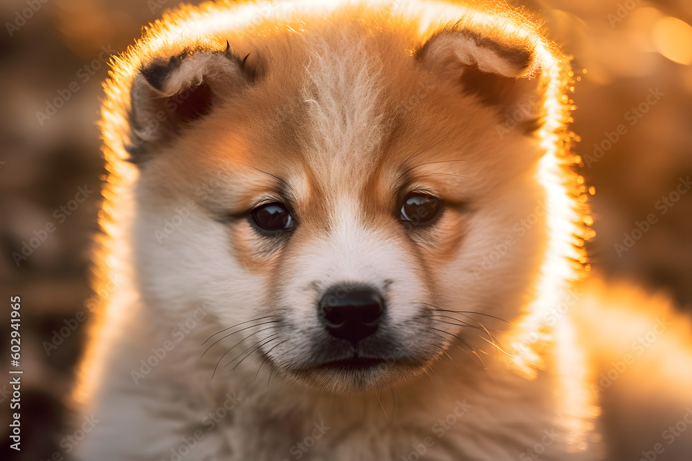 Captivating Close-Up of Japan Akita Inu Puppy