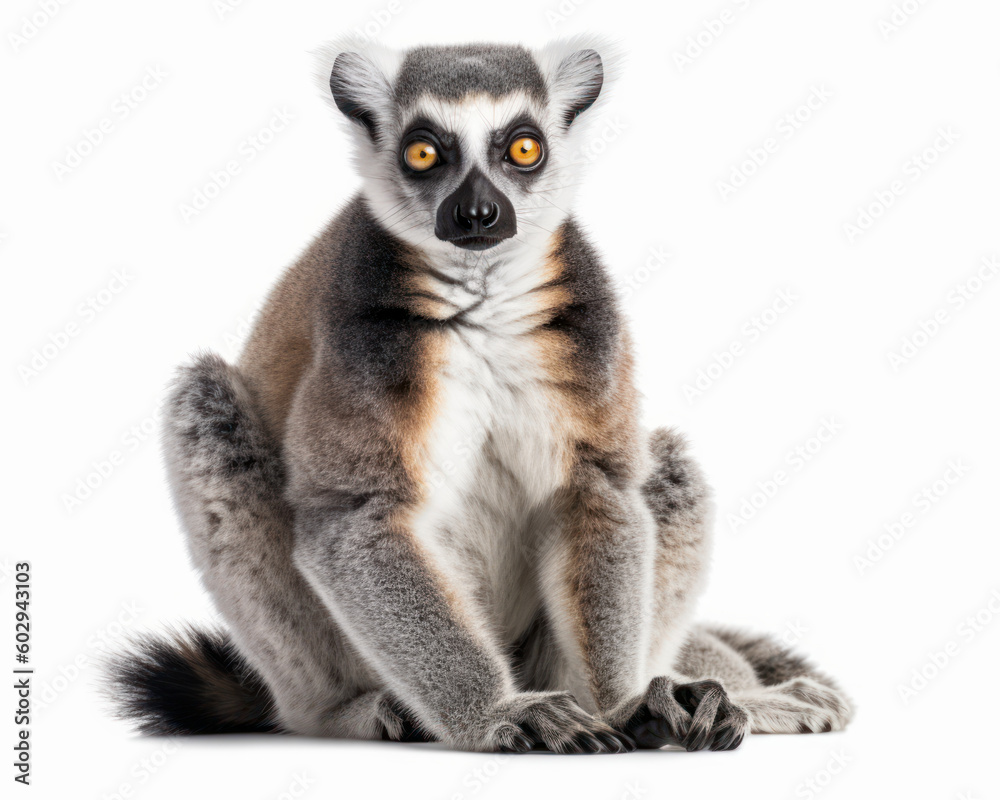Naklejka premium photo of lemur isolated on white background. Generative AI