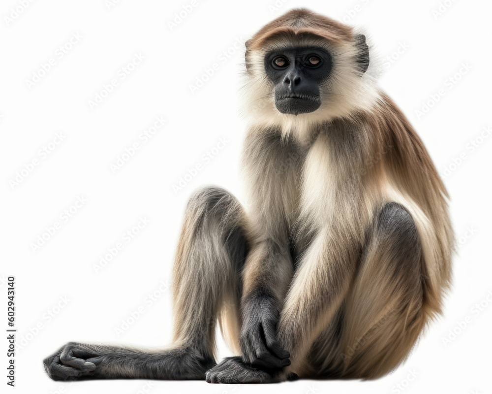 Fototapeta premium photo of langur isolated on white background. Generative AI