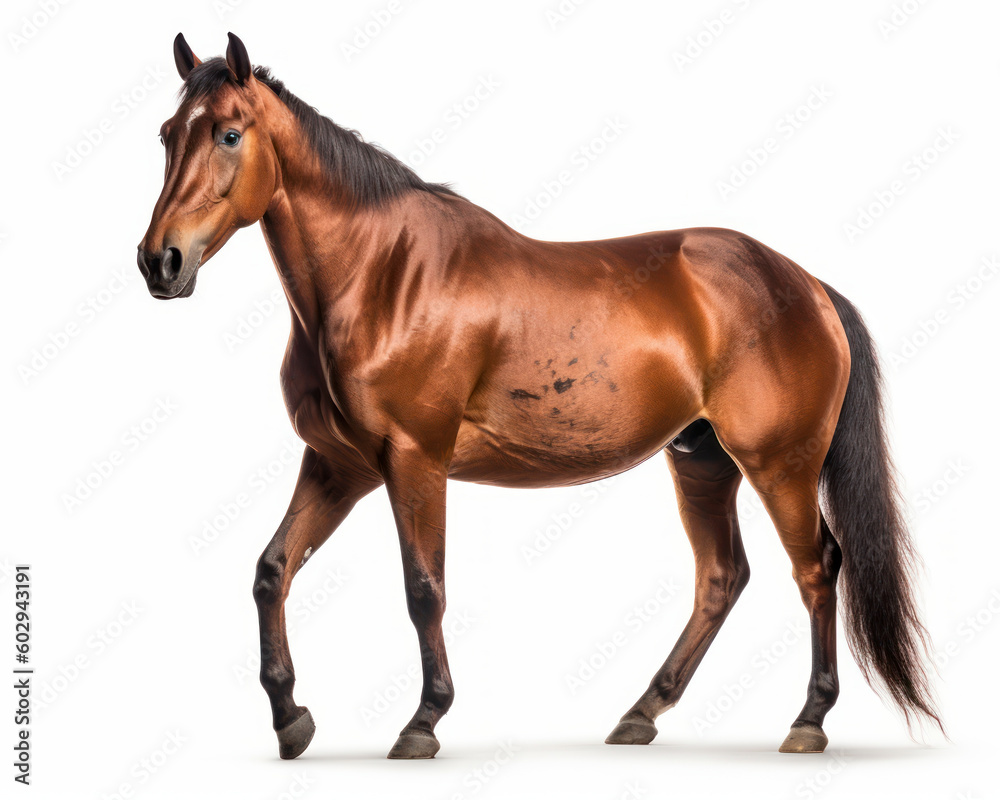 photo of Missouri fox-trotting horse isolated on white background. Generative AI