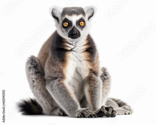 photo of lemur isolated on white background. Generative AI