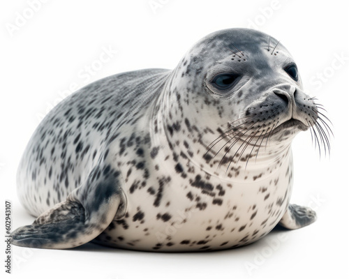photo of leopard seal isolated on white background. Generative AI