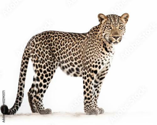 photo of leopard isolated on white background. Generative AI