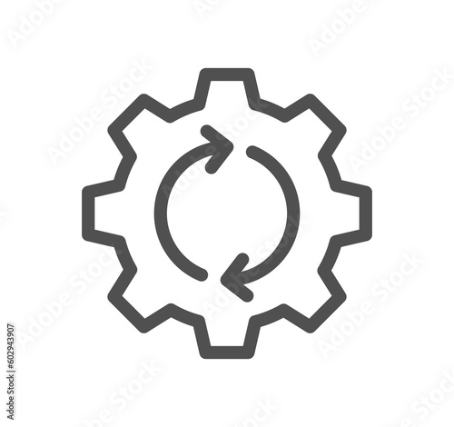 Gear related icon outline and linear symbol. 