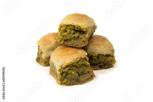 Wallpaper Mural Turkish pistachio baklava isolated on white background. Torontodigital.ca