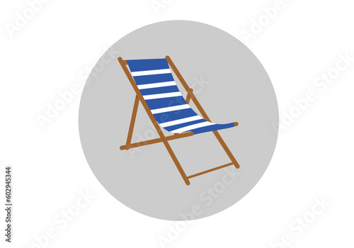 Icono de hamaca de playa con estampado de rayas en blanco y azul.  photo