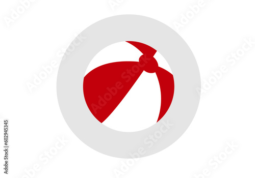 Icono de pelota hinchable de playa en rojo y azul. Juguete infantil playero