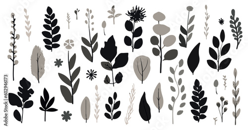 花と葉っぱのベクターイラスト素材