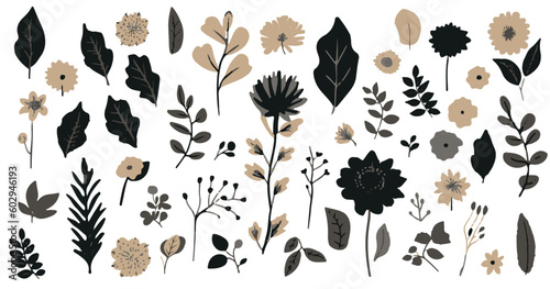 花と葉っぱのベクターイラスト素材