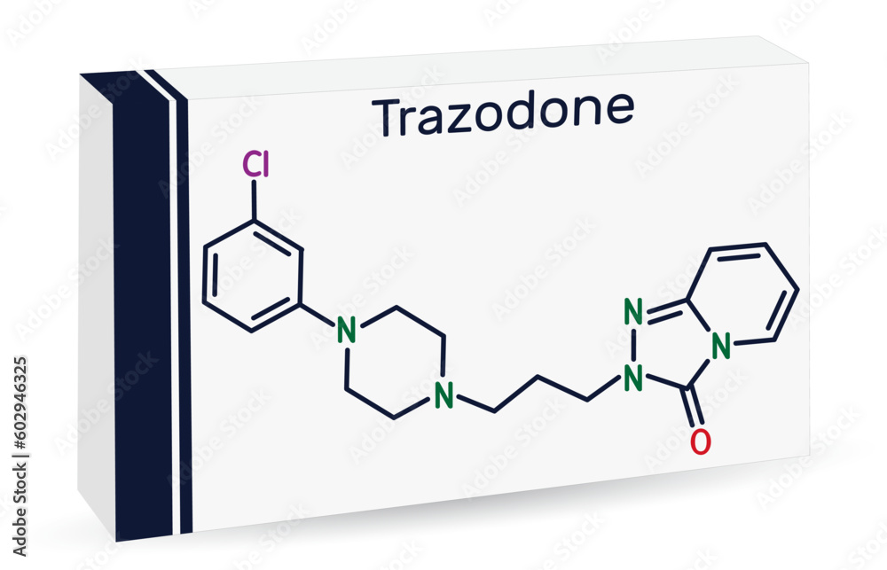 Trazodone molecule. It is antidepressant, used to treat major