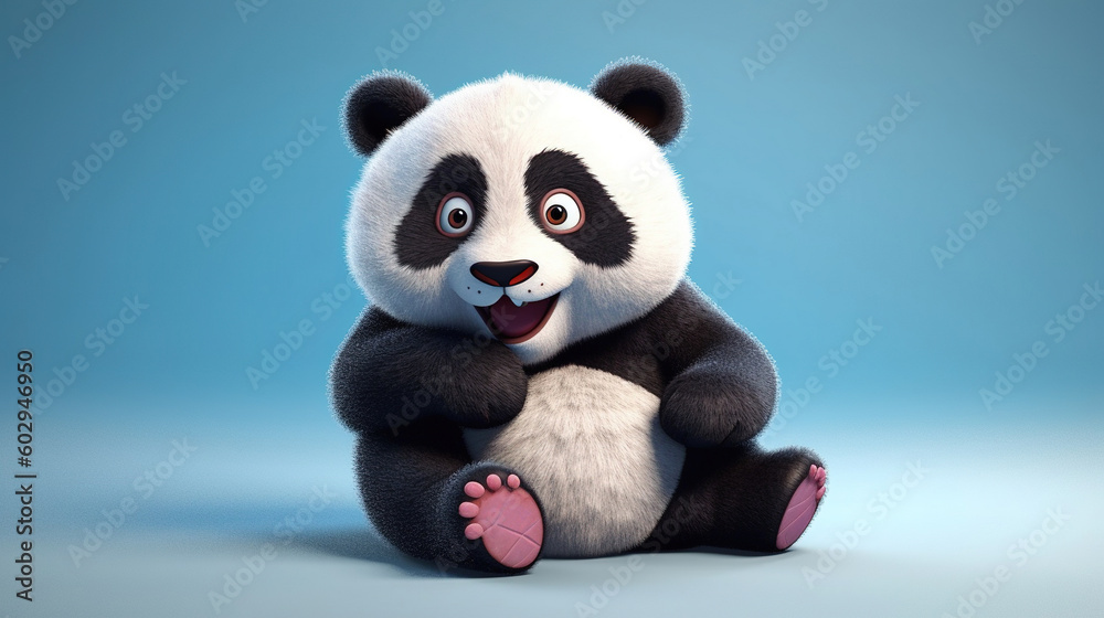 3d illustration of a funny cute panda