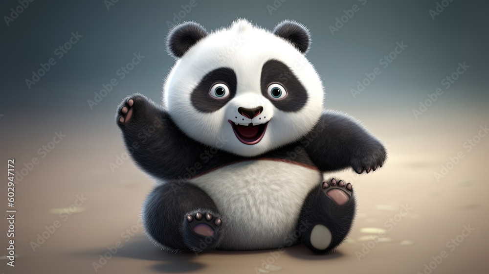 3d illustration of a funny cute panda 3d illustration of a funny cute panda
