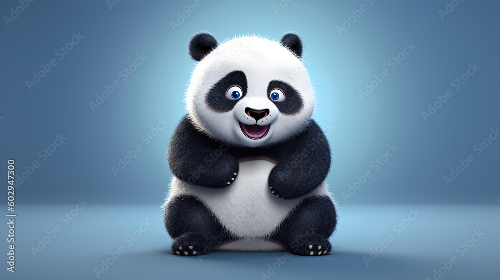 3d illustration of a funny cute panda