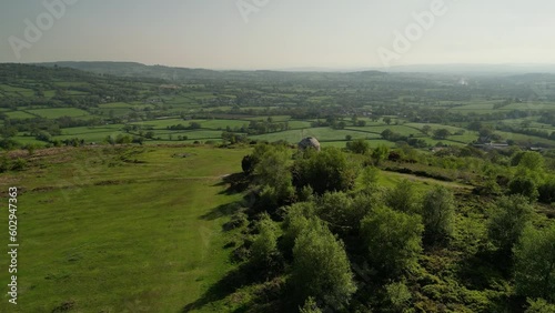 Culmstock Beacon slow drone approach with view of Culmstock village and Culm Valley, in the stunning Devon countryside photo