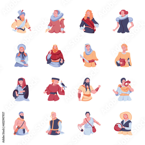 Collection of Flat Medieval Characters Illustrations 

 photo