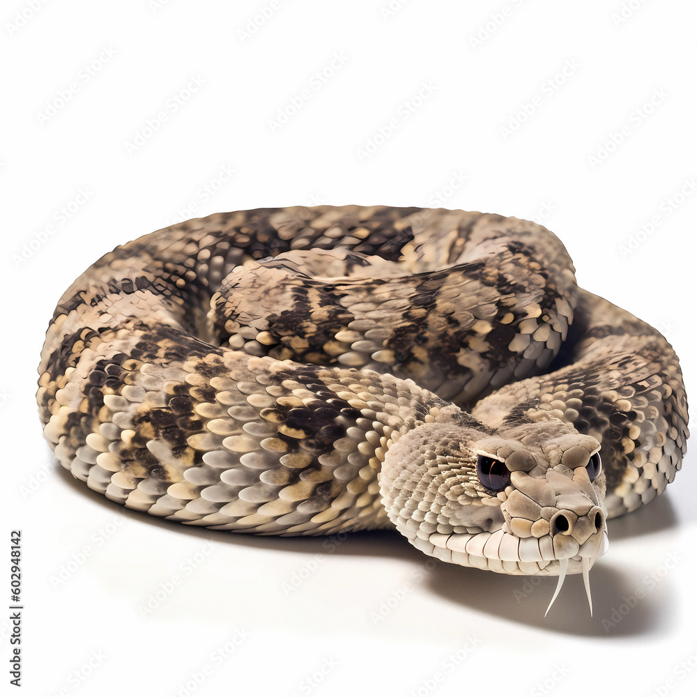Obraz premium Rattlesnake (Crotalus adamanteus), white background, AI generated