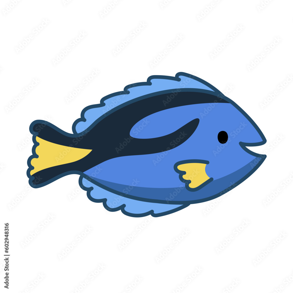 Blue Surgeonfish Underwater wildlife creature isolated vector illustration Blue Surgeonfish Underwater wildlife creature isolated vector illustration