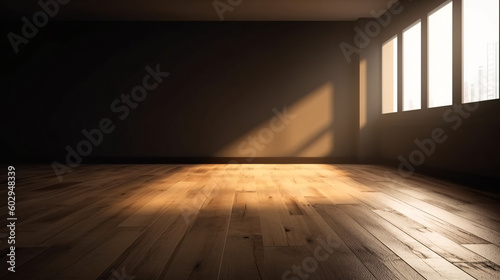 Wallpaper Mural Empty wall and wooden floor with interesting lights. Interior background for presentation Torontodigital.ca