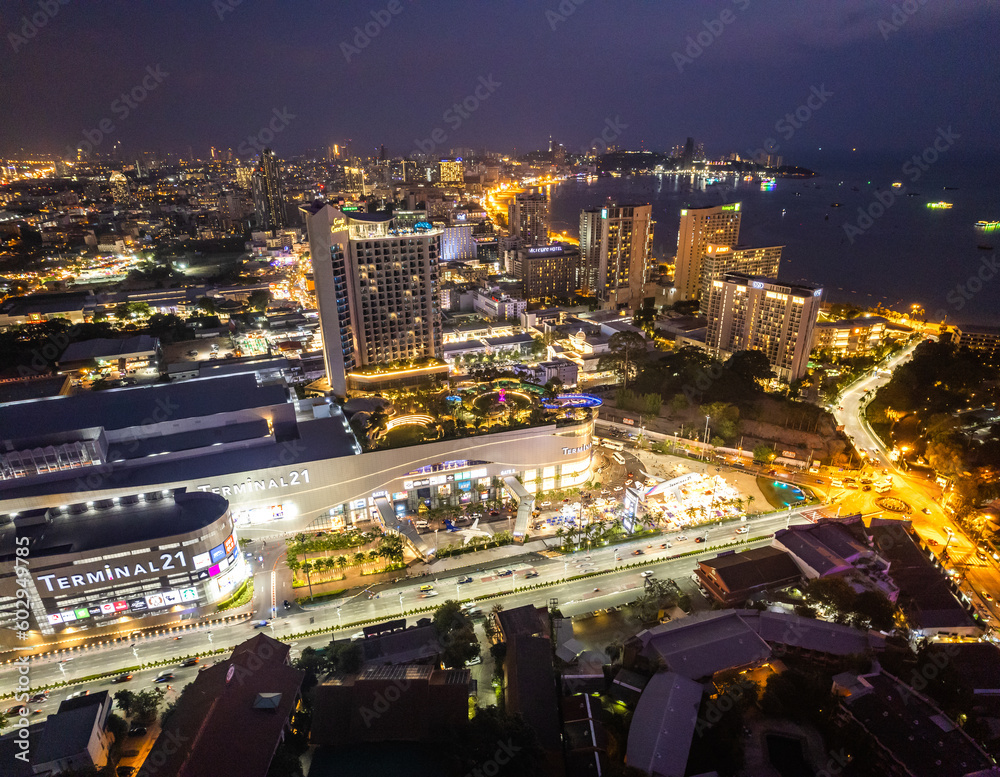Fototapeta premium Aerial view of Pattaya, Bang Lamung District, Chon Buri, Thailand