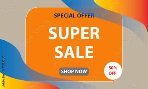 Super Sale Special Offer Banner with Abstract Shapes