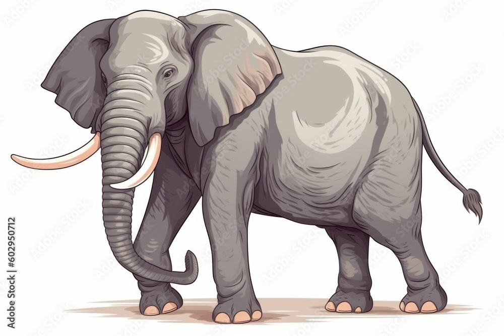 Elephant cartoon isolated on white background. Generative AI