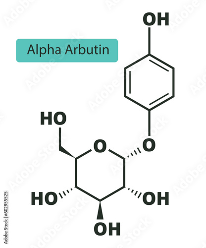 Alpha-arbutin molecular skeletal chemical formula. photo