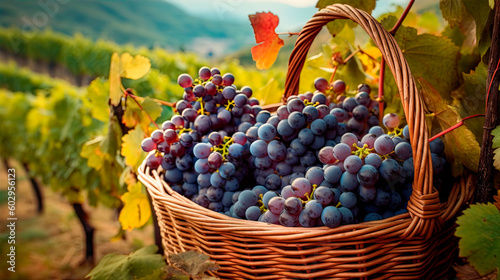 Basket of grapes. Generative ai.