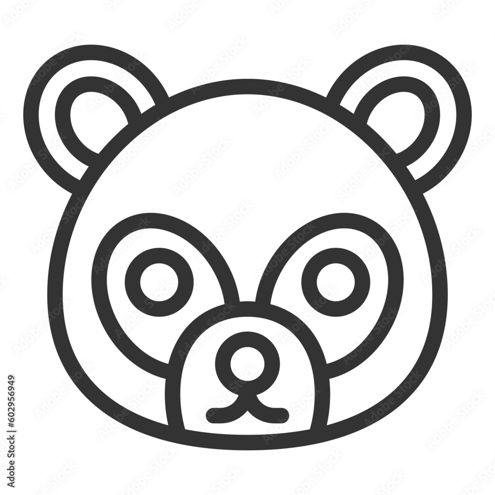 Bamboo bear, panda  - icon, illustration on white background, outline style