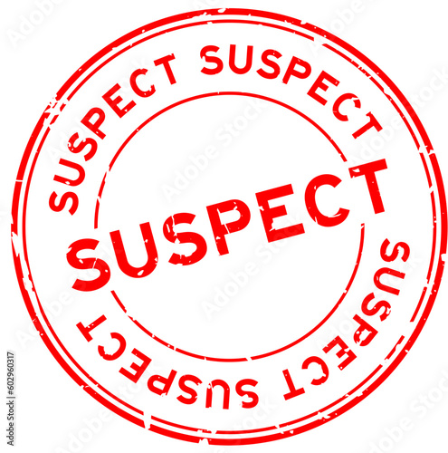 Grunge red suspect word round rubber seal stamp on white background