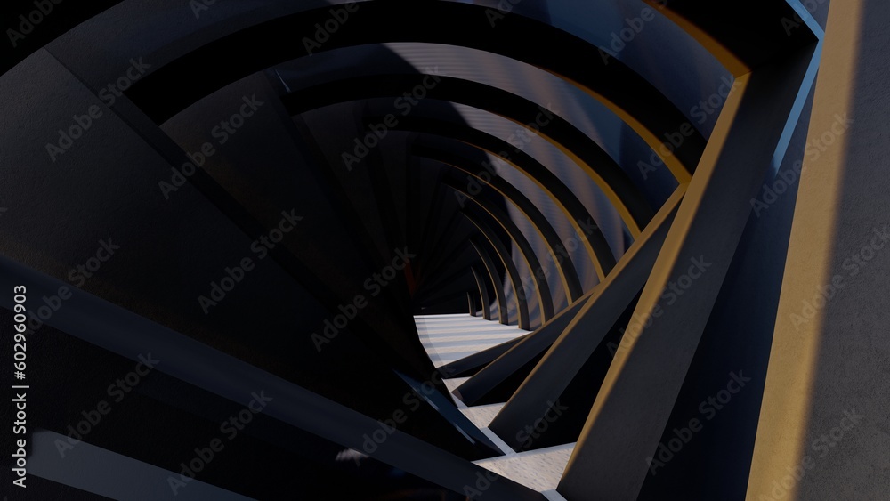 Obraz premium Abstract architecture background black arched passway 3d render