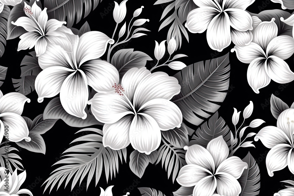 black and white flowers, AI Generative black and white flowers, AI Generative