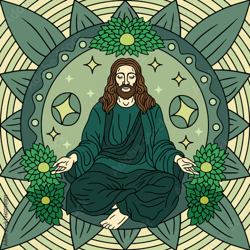 Jesus Christ in the Lotus Position.