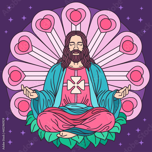 Jesus Christ in the Lotus Position.
