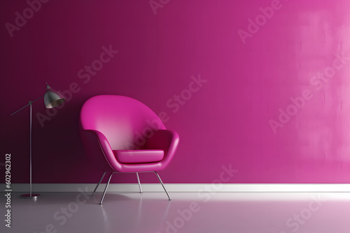 Viva Magenta: Captivating Minimalist Scene of a Chair and Wall