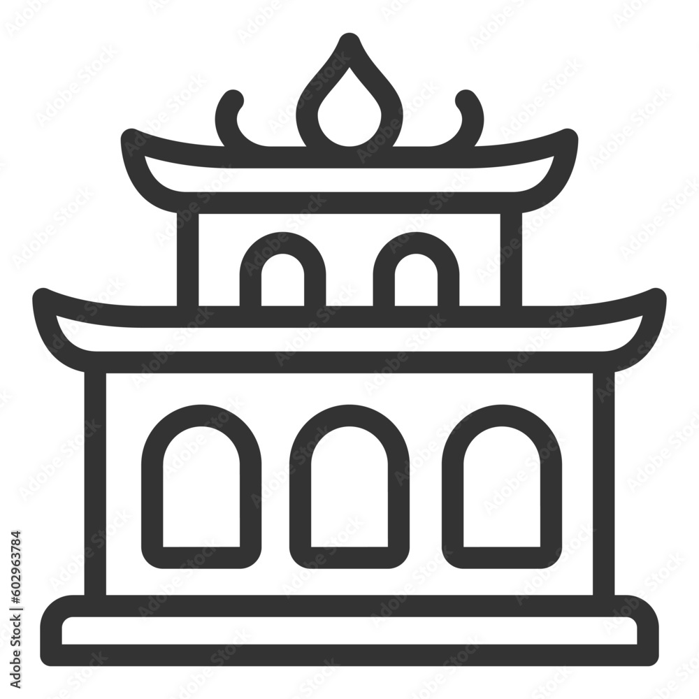 Thai style building - icon, illustration on white background, outline style Thai style building - icon, illustration on white background, outline style