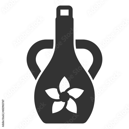 Jug of water and lotus flower  - icon, illustration on white background, glyph style