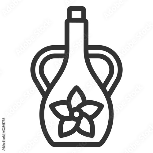 Jug of water and lotus flower  - icon, illustration on white background, outline style