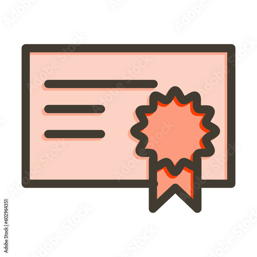 Diploma Vector Thick Line Filled Colors Icon Design