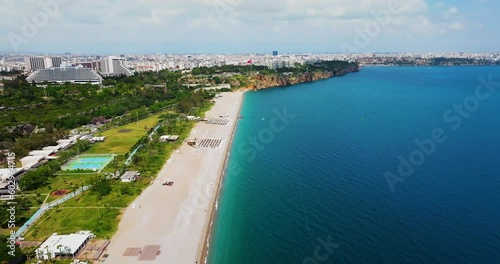 Bird's Eye Drone View of Konyaalti Beach in Antalya