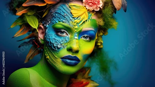 Fototapeta Makijaż z koncepcją uratuj świat. Wygenerowane przez sztuczną inteligencję