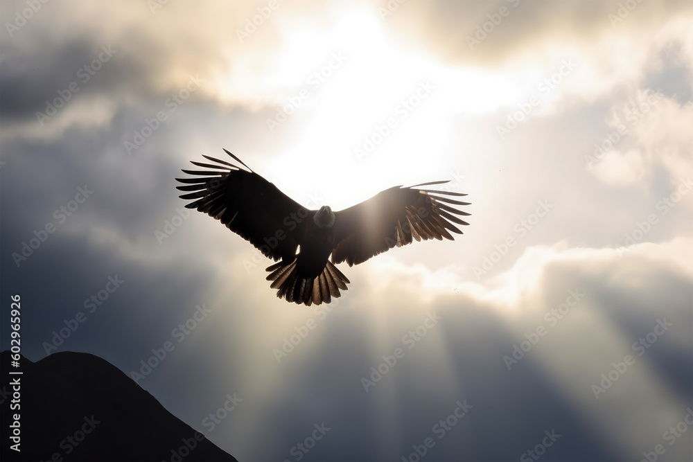 Obraz premium big andean condor flying on background