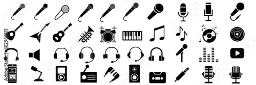 Fotobehang Vector icon illustration collection about simple music and musical instruments