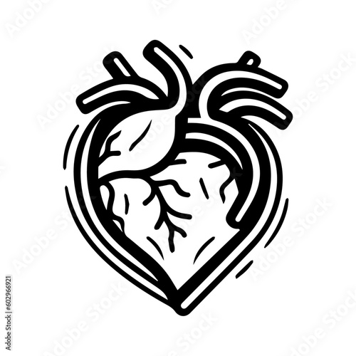 Heart icon isolated on white background. Vector medical heart logo. Line art of people heart, vector illustration.